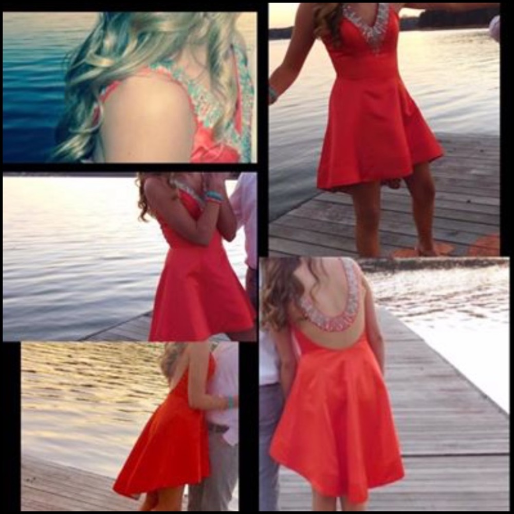 Rachel Allan orange/turquoise dress - Picture 7 of 7